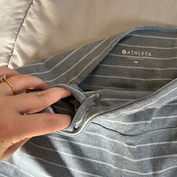 Athleta High Rise Chaturanga Heather Stripe Grey Tight Leggings Size Medium - Picture 4 of 8